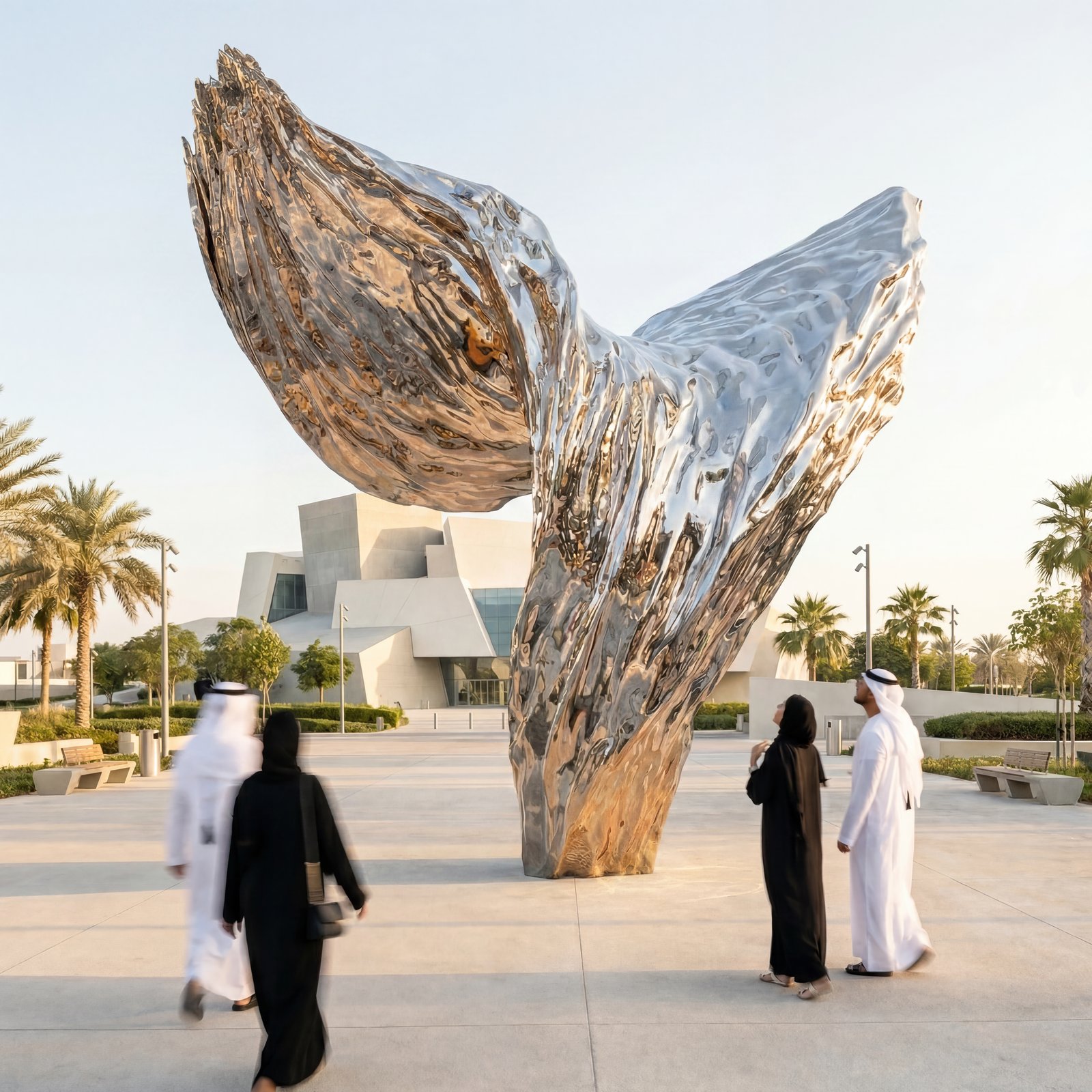 Boundless Sea of Stars (The Wave), Edition 2 — 5m mirror-finished stainless steel, Abu Dhabi